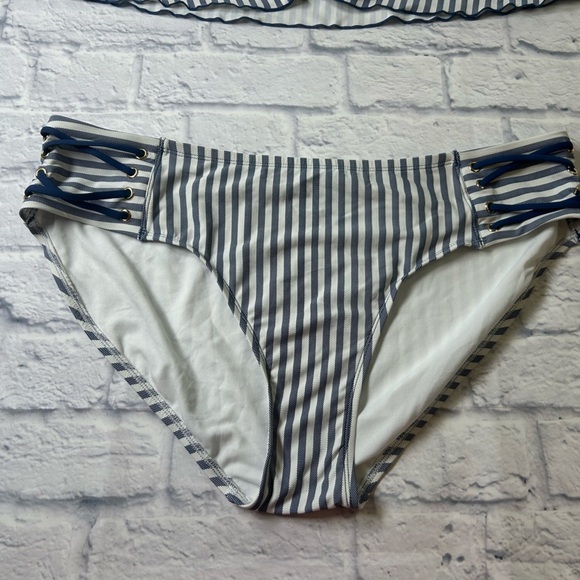 Nautical Navy/White Striped Tankini 2 Piece Swim Suit. Size 2X. #fishermancore - Picture 2 of 12
